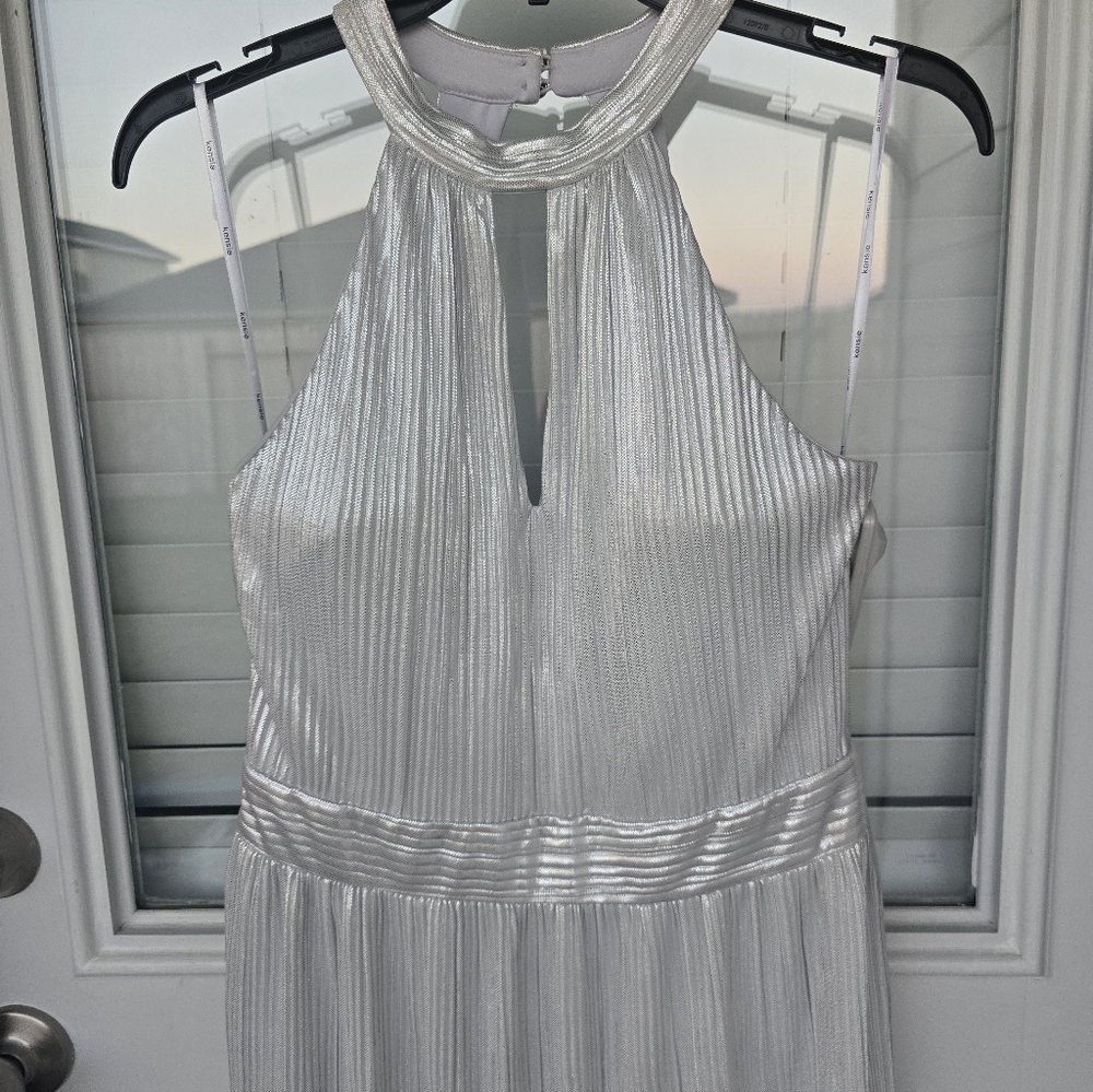 $138 Kensie Keyhole Halter Neck Maxi Dress Sz 14 Women White Sleeveless New - Picture 6 of 16